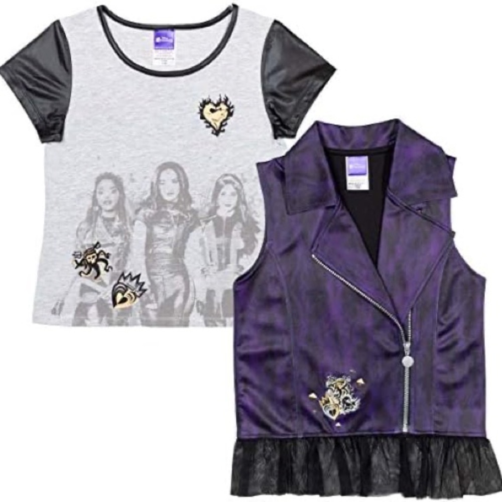 NWOT Disney Descendants 3 Mal T-Shirt & Vest Set - Picture 12 of 14